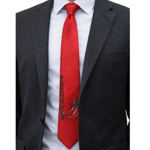 Romario Manzini Tie Red Chili Pepper Graphic‎ Necktie Polyester Hand Made